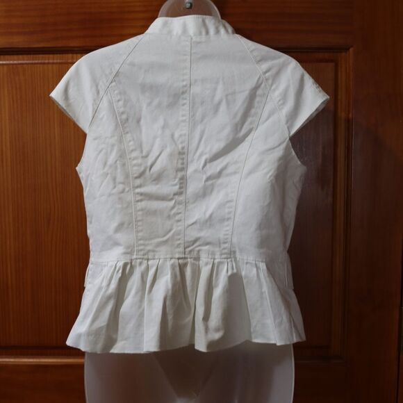 Kenneth Cole NY White Cap Sleeve Peplum Blouse 6 - Picture 10 of 13